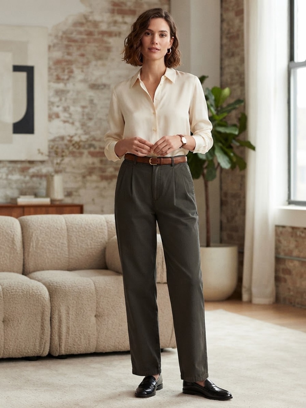 VINTAGE Liz Claiborne Sport 90s High-Rise Straight Leg Pleated Pants Olive Green